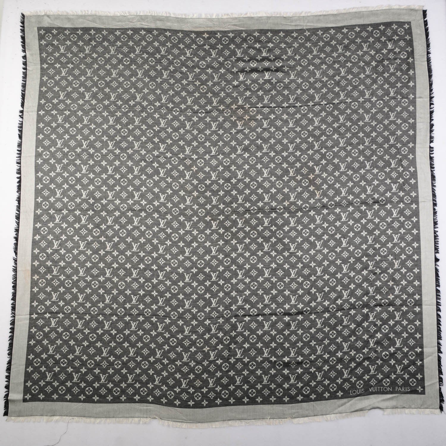 Louis Vuitton Wool Silk Monogram Denim Shawl Black 3 of 6