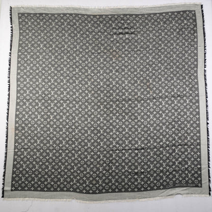 Louis Vuitton Wool Silk Monogram Denim Shawl Black 3 of 6