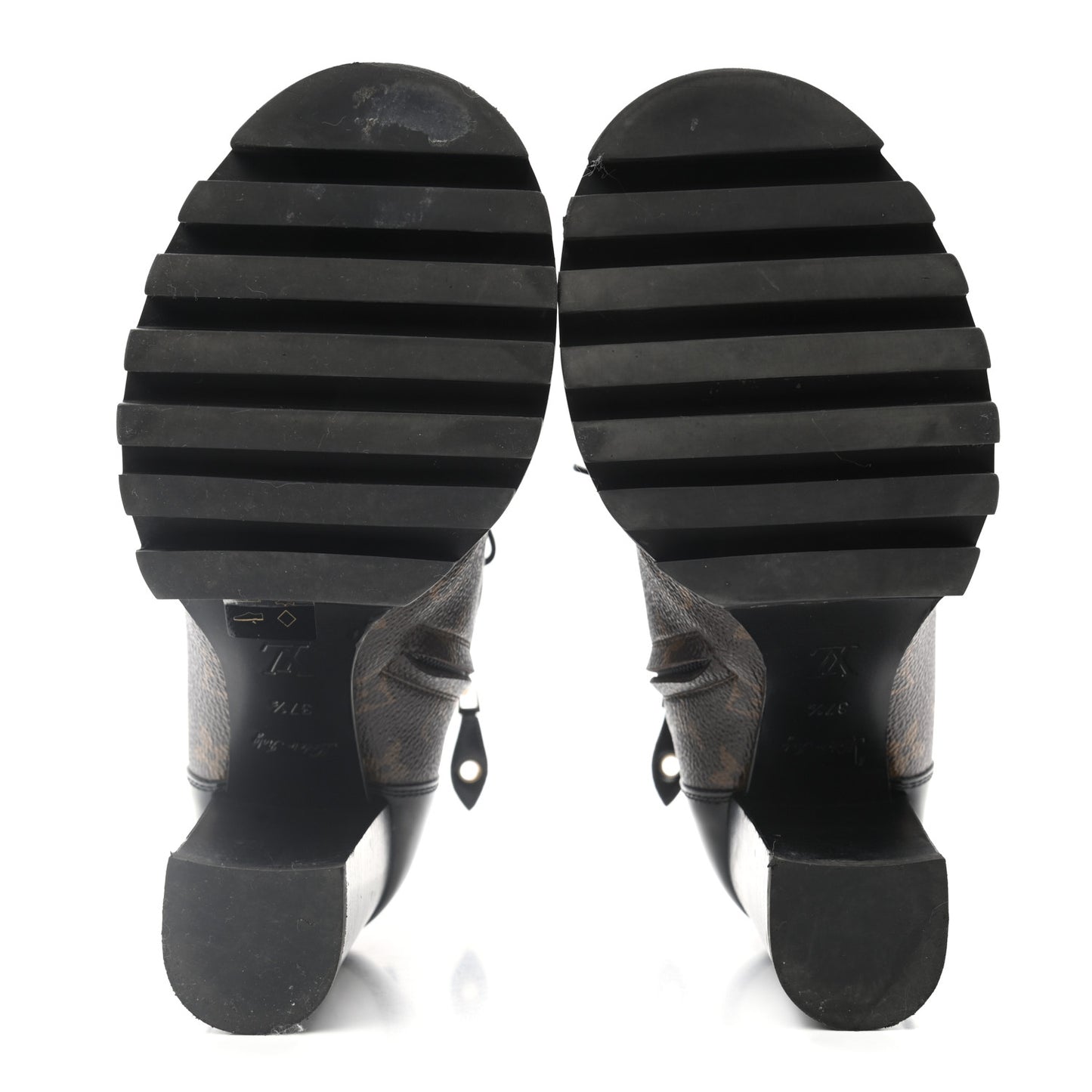 Patent Calfskin Monogram Star Trail Ankle Boots 37.5 Black