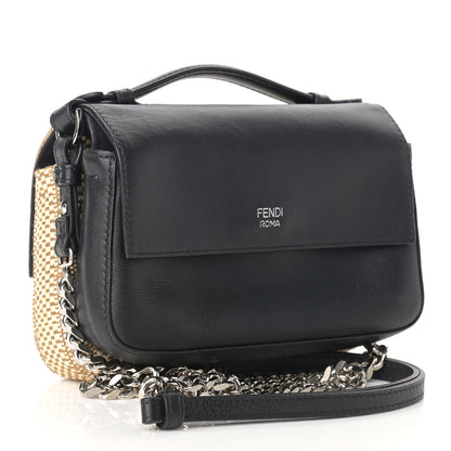 Fendi Paglia Vitello Dolce Paillettes Flowerland Studded Striped Micro Double Baguette Natural Multicolor 3 of 9