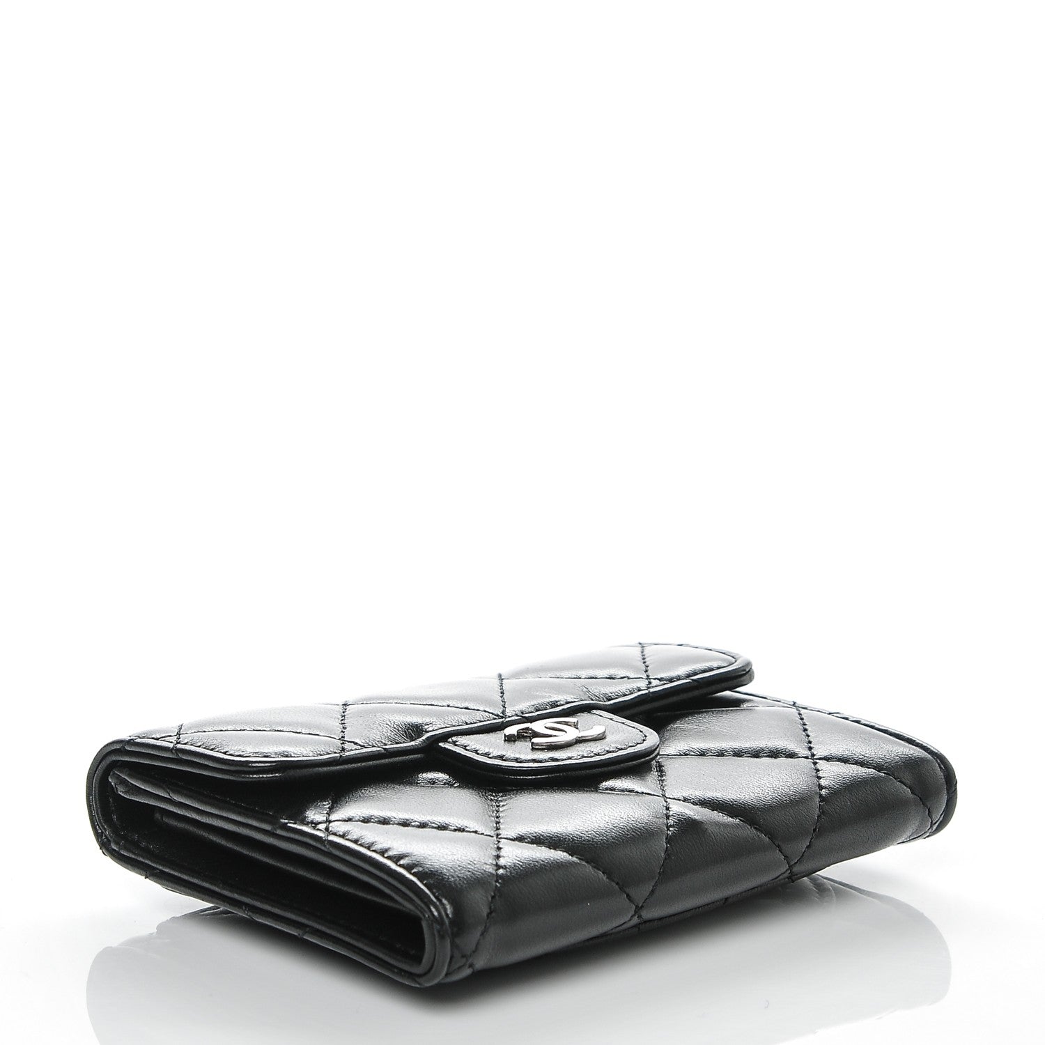 Chanel Lambskin Quilted Flap Card Holder Wallet Black 4 of 8