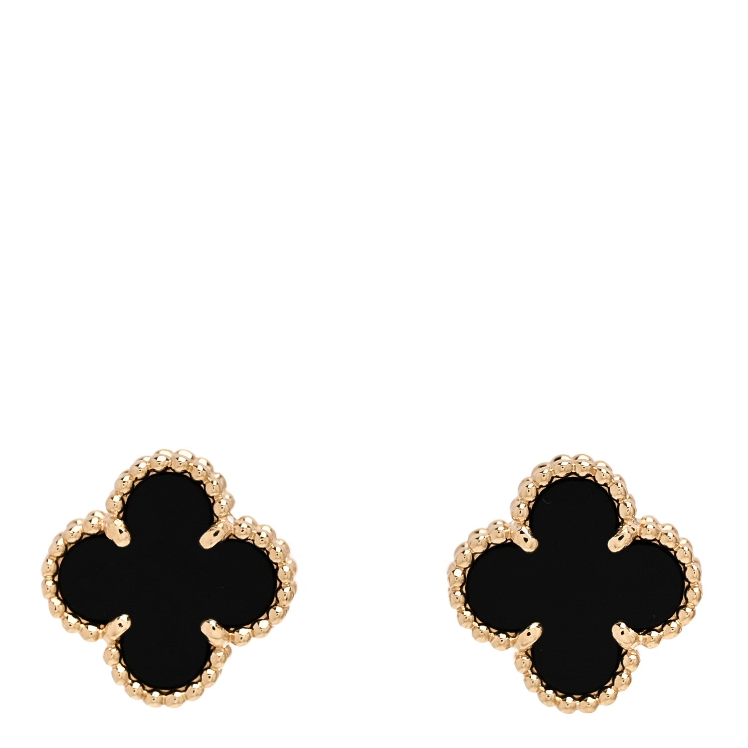 Van Cleef & Arpels 18K Yellow Gold Black Onyx Sweet Alhambra Earrings 1 of 5