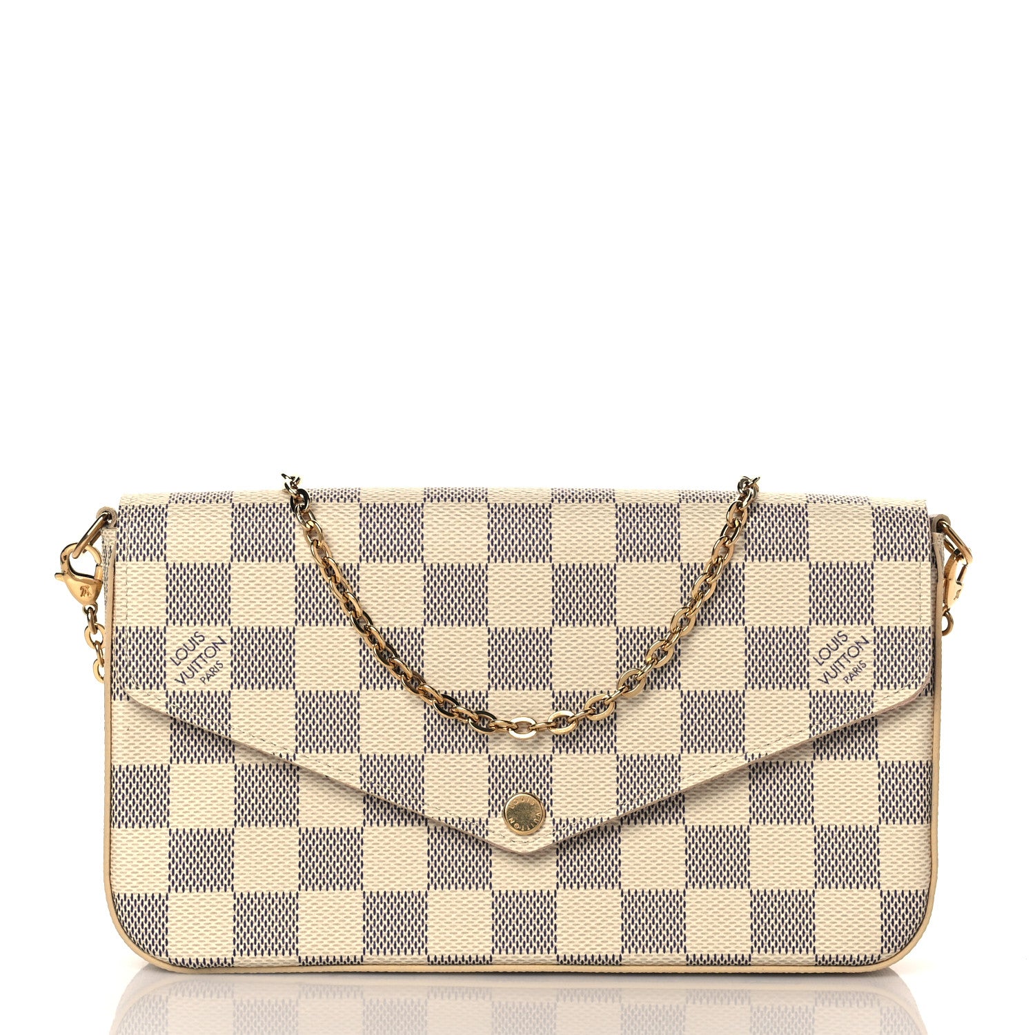 Louis Vuitton Damier Azur Pochette Felicie Chain Wallet Rose Ballerine 3 of 11