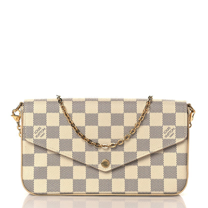 Louis Vuitton Damier Azur Pochette Felicie Chain Wallet Rose Ballerine 3 of 11