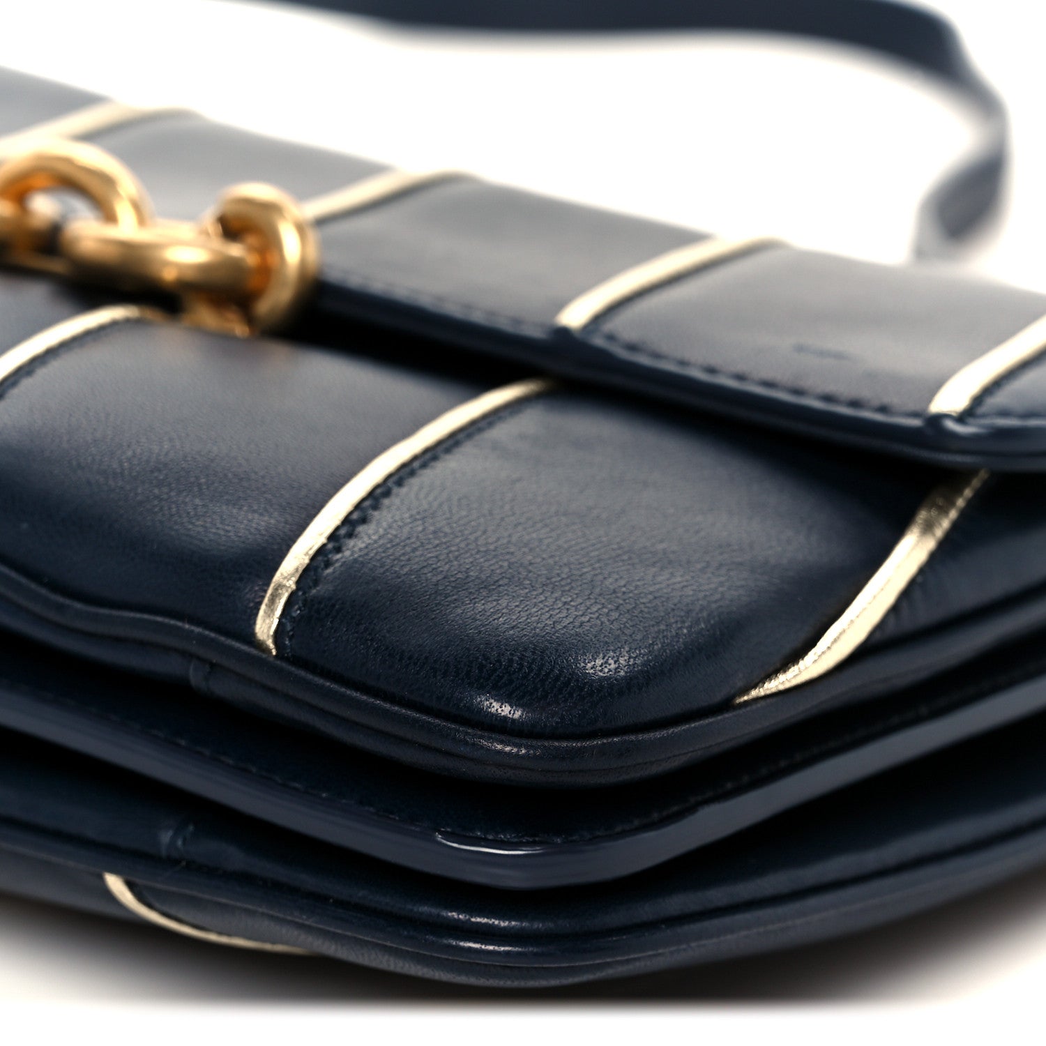 Saint Laurent Lambskin Quilted Le Maillon Satchel Marine 11 of 11