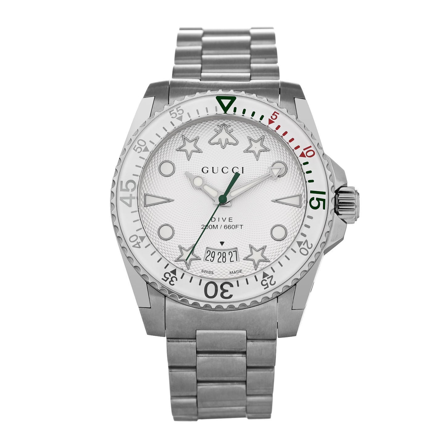 Stainless Steel 40mm Dive Quartz Watch White