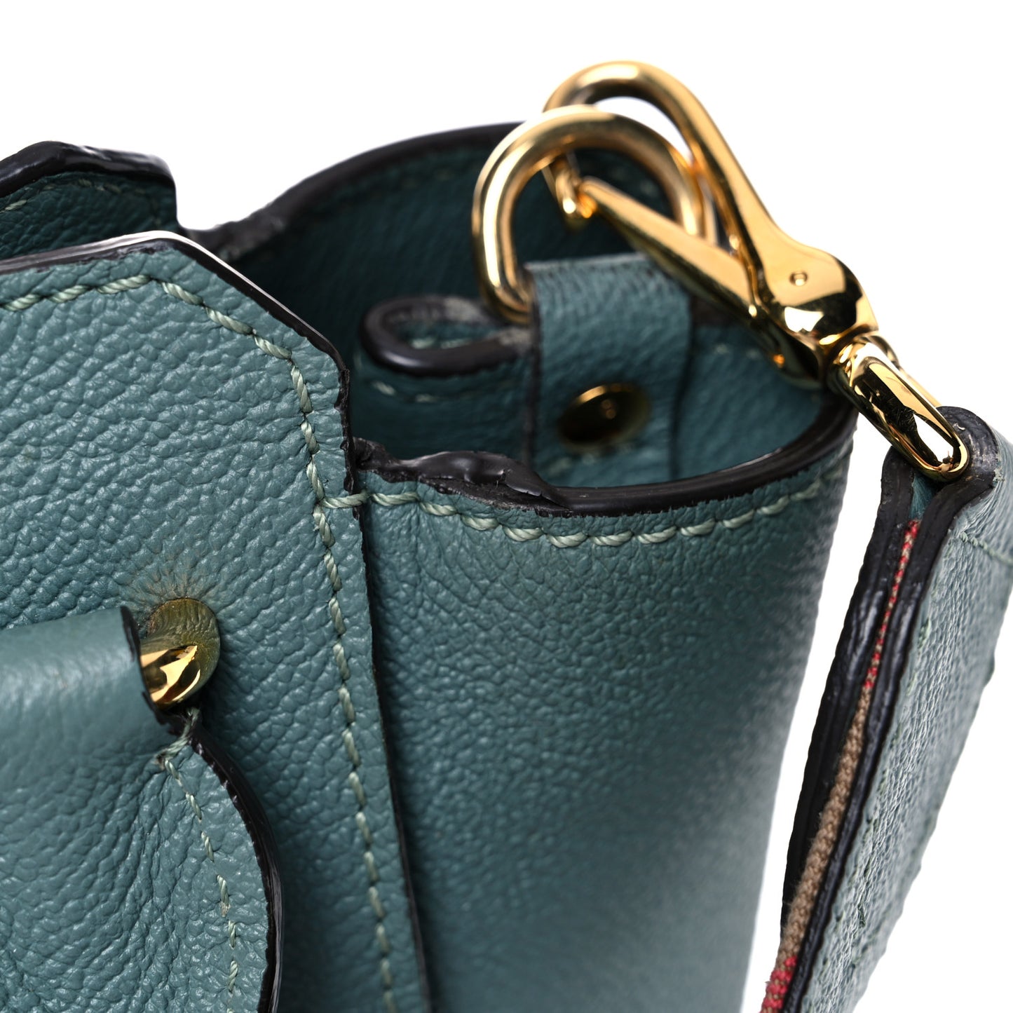 Soft Grain Calfskin Medium Buckle Tote Celadon Blue