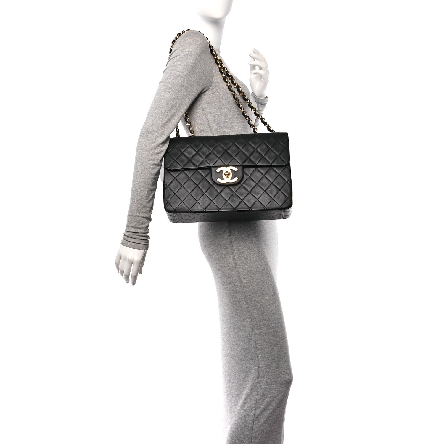 Chanel Lambskin Quilted XL Jumbo Single Flap Black 2 of 11