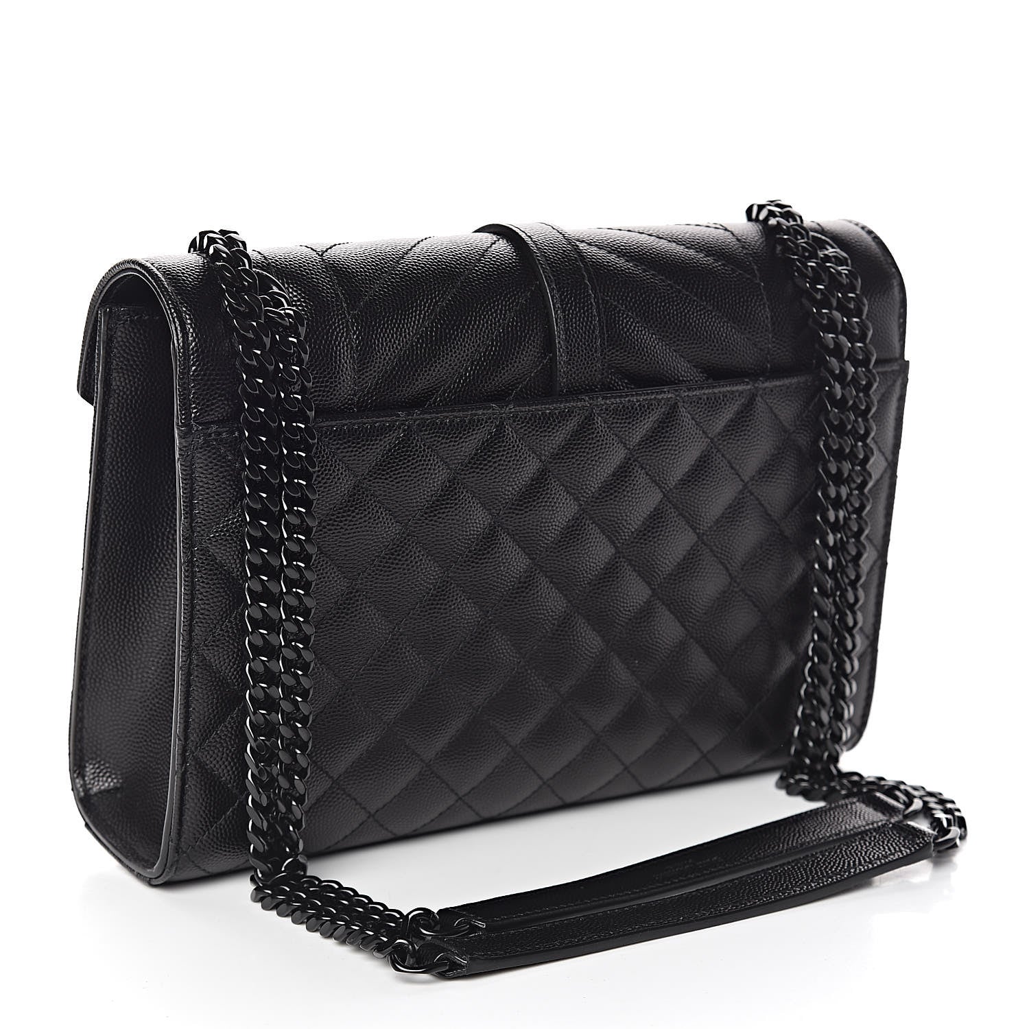Saint Laurent Grain De Poudre Textured Mixed Matelasse Triquilt Medium Monogram Satchel Black 3 of 9
