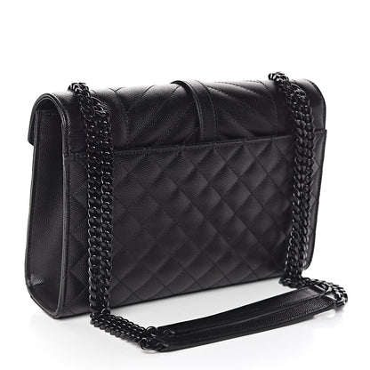 Saint Laurent Grain De Poudre Textured Mixed Matelasse Triquilt Medium Monogram Satchel Black 3 of 9