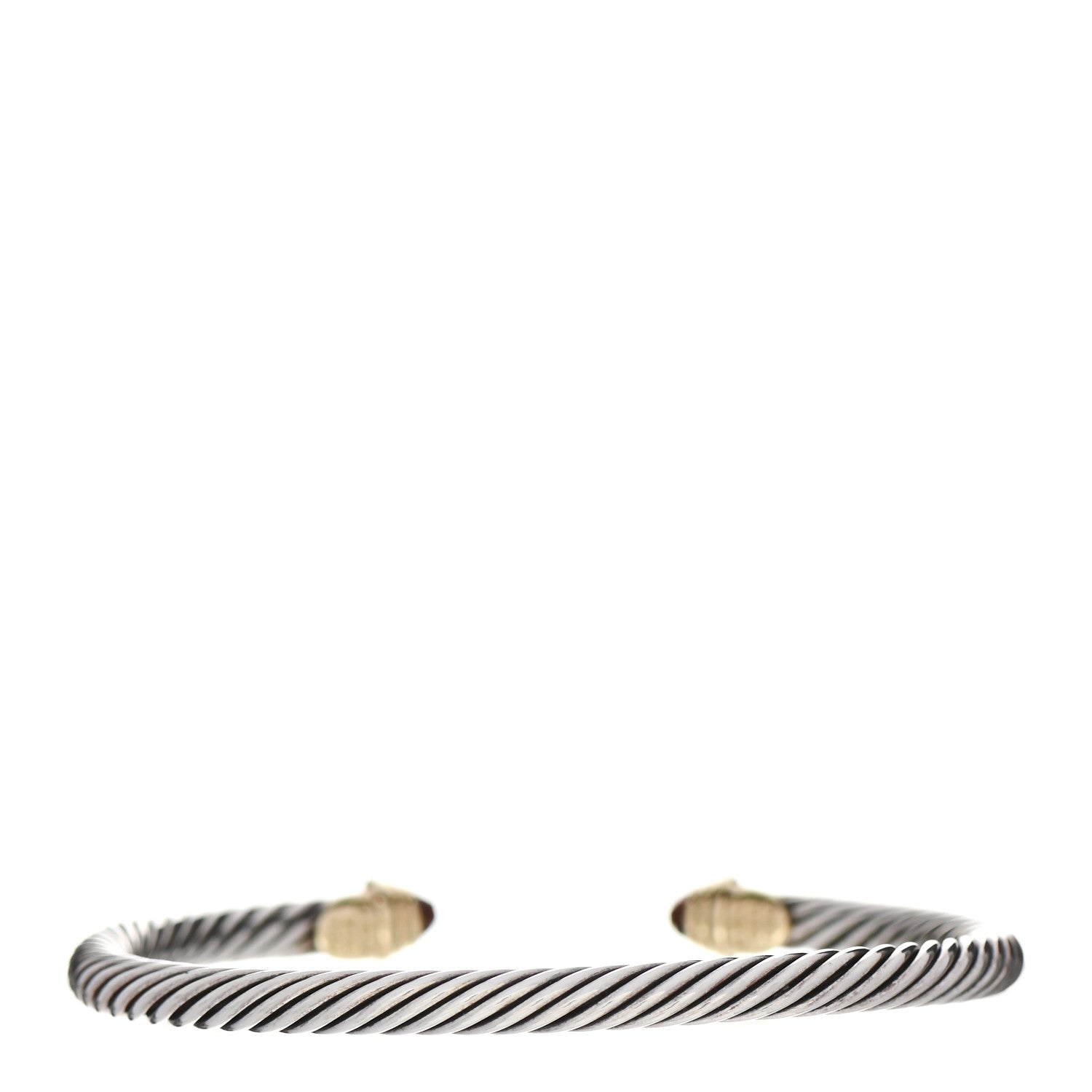 David Yurman Sterling Silver 14K Yellow Gold Garnet 4mm Kids Birthstone Cable Bracelet 3 of 6