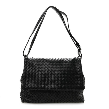 Bottega Veneta Nappa Intrecciato Flap Shoulder Bag Black 1 of 11