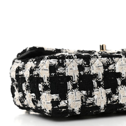 Chanel Tweed Quilted Mini Rectangular Flap Black Ecru White 9 of 11