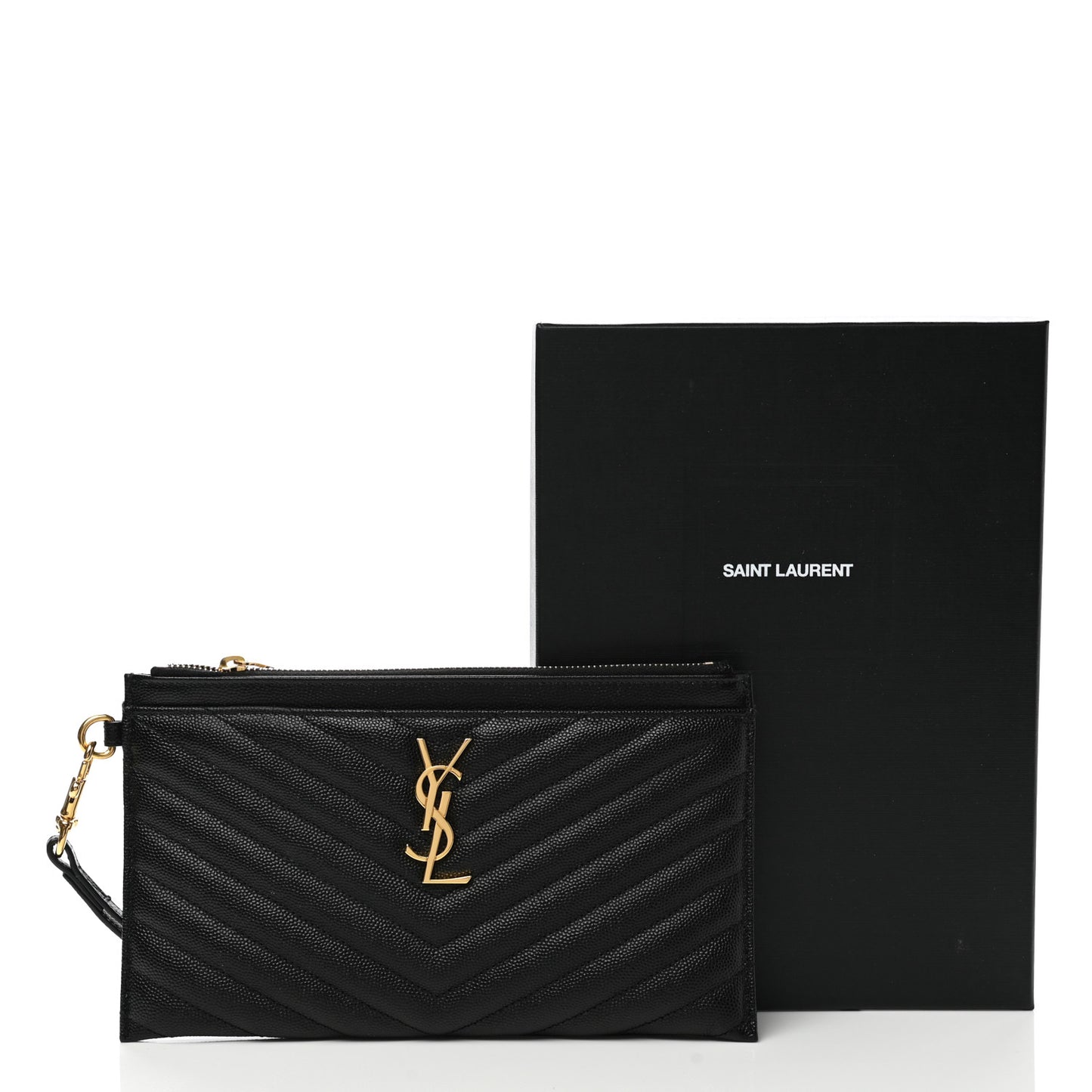 Grain De Poudre Chevron Monogram Bill Pouch Black