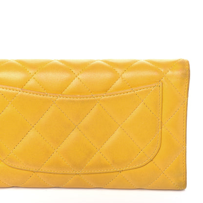 Chanel Lambskin Quilted Large Flap Wallet Yellow 22 of 23
