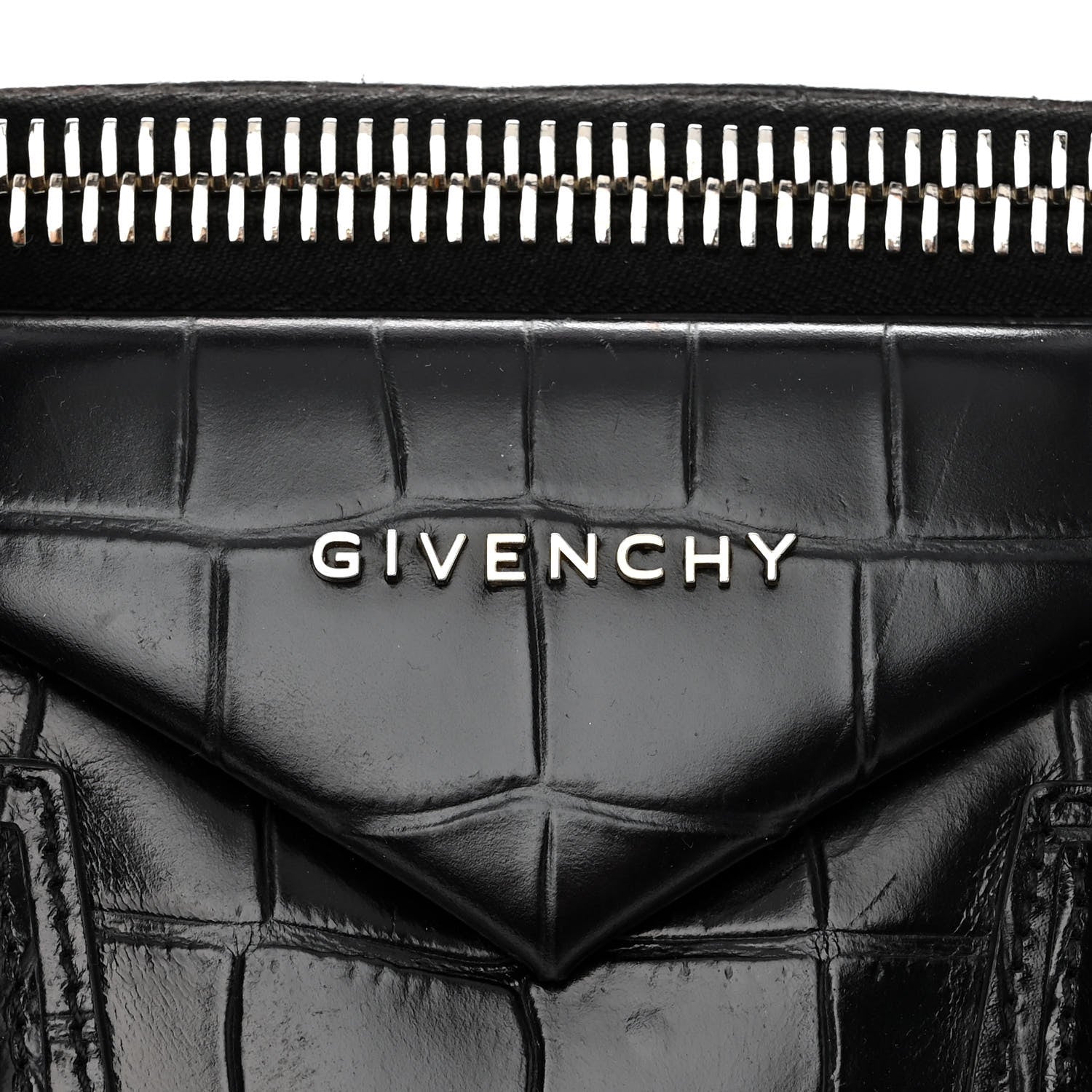 Givenchy Calfskin Crocodile Embossed Large Antigona Black 13 of 17