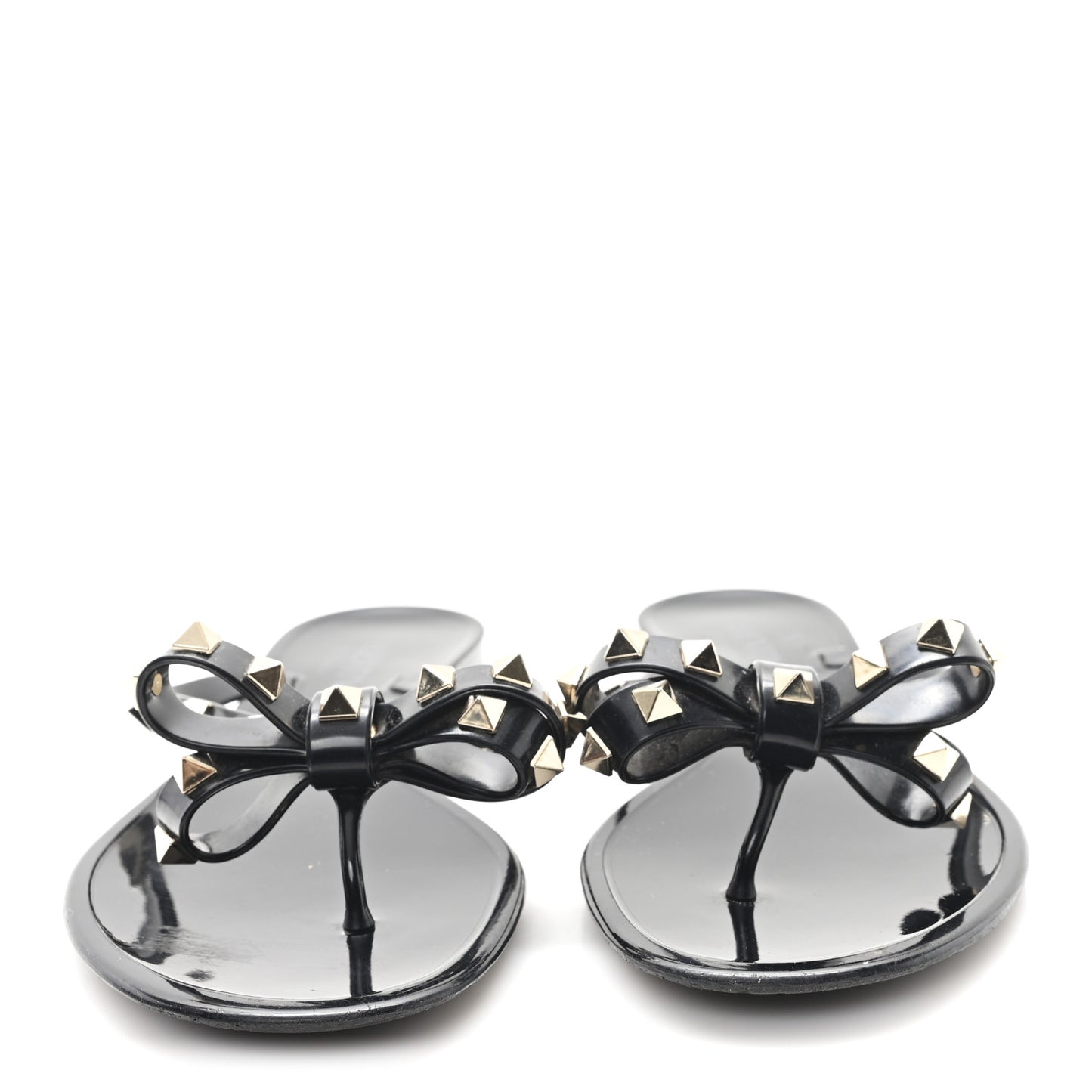 PVC Jelly Rockstud Bow Thong Sandals 39 Black
