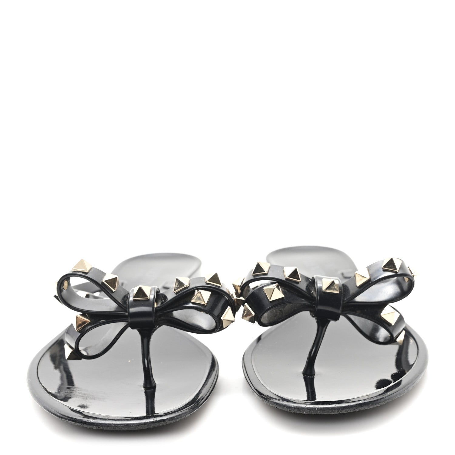 Valentino Garavani PVC Jelly Rockstud Bow Thong Sandals 39 Black 3 of 8