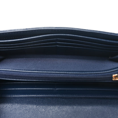 Chanel Caviar Quilted Large Gusset Flap Wallet Navy 5 of 8