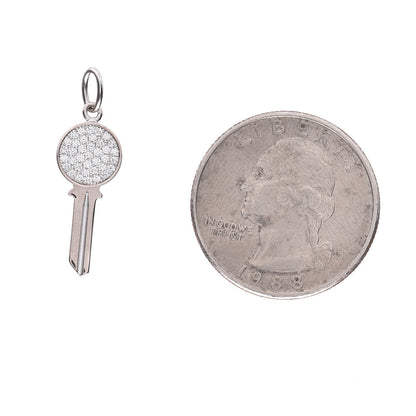 Tiffany 18K White Gold Diamond Mini Modern Keys Round Key Pendant 2 of 5