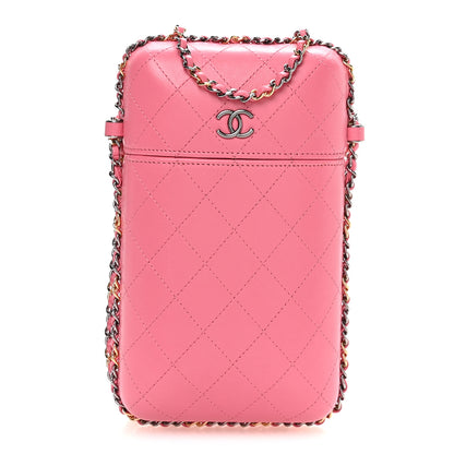 Chanel Lambskin Quilted Chain Around Phone Holder Pink 1 of 9