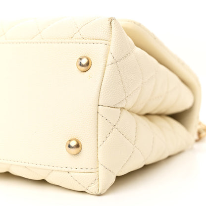 Chanel Caviar Elaphe Quilted Small Coco Handle Flap Ivory 11 of 13