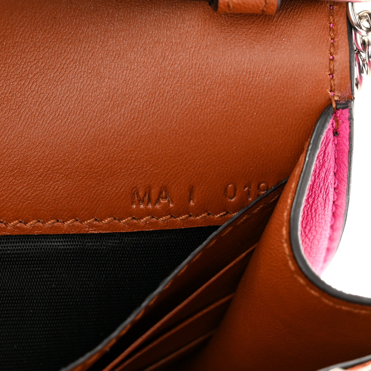 Lambskin Emblem Chain Wallet Cyclamen