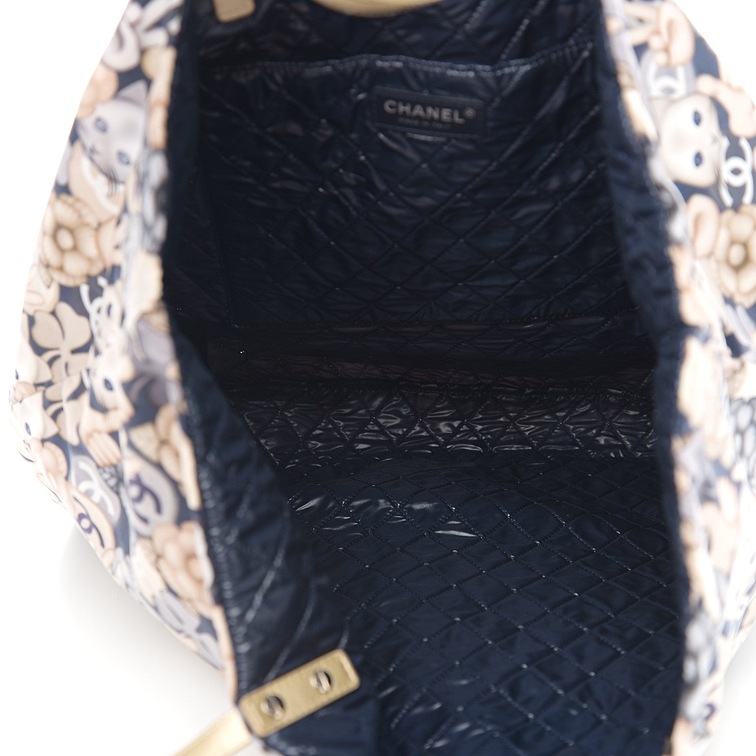 Chanel Nylon Cat Emoticon Tote Navy Gold 4 of 9