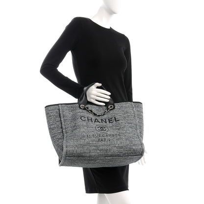 Chanel Canvas Large Deauville Tote Charcoal 3 of 8