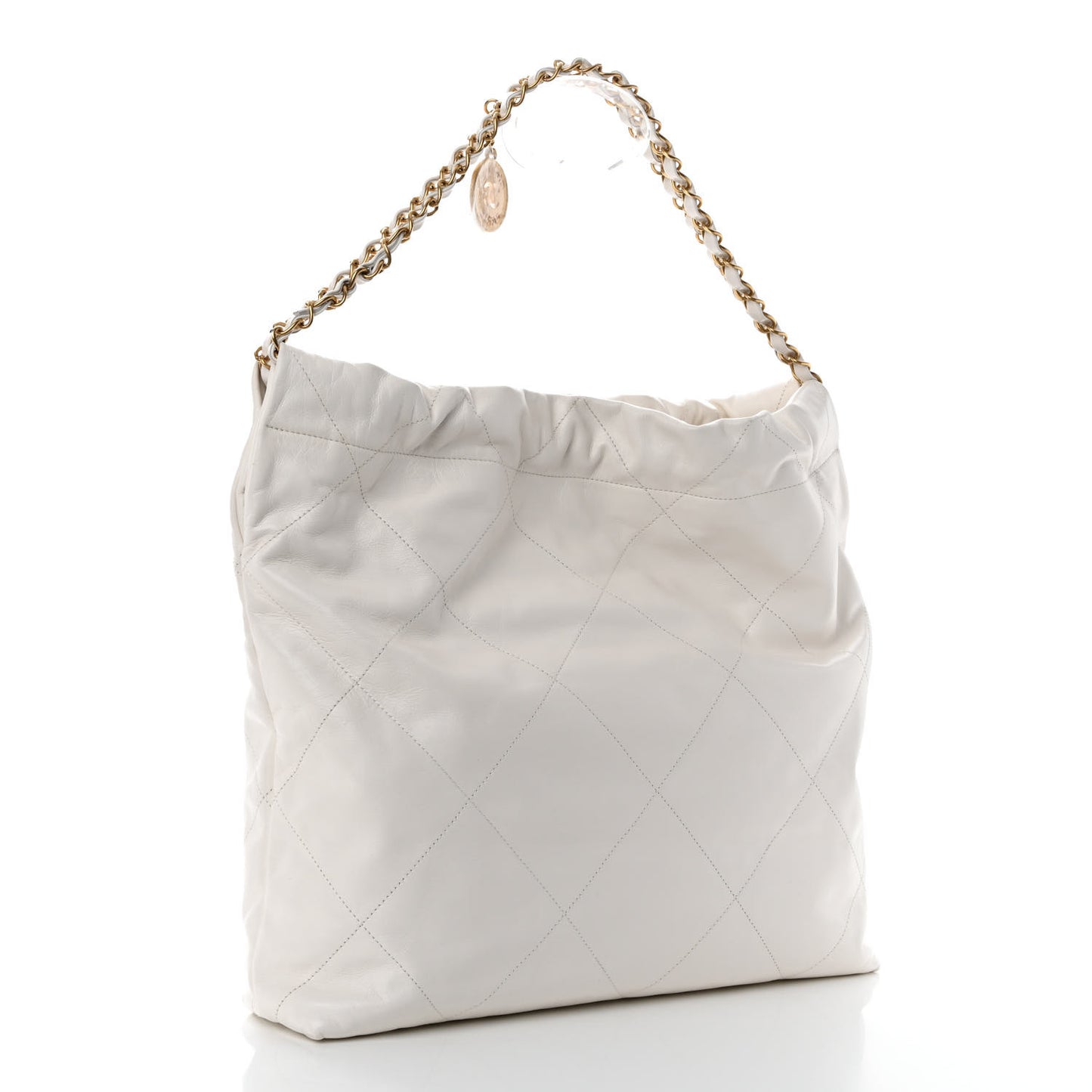 Shiny Calfskin Quilted Chanel 22 White
