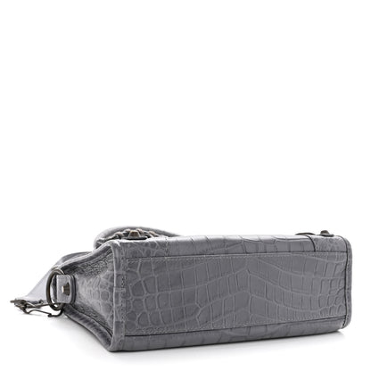 Balenciaga Calfskin Crocodile Embossed Classic Hardware Mini City Gris Beton 4 of 12