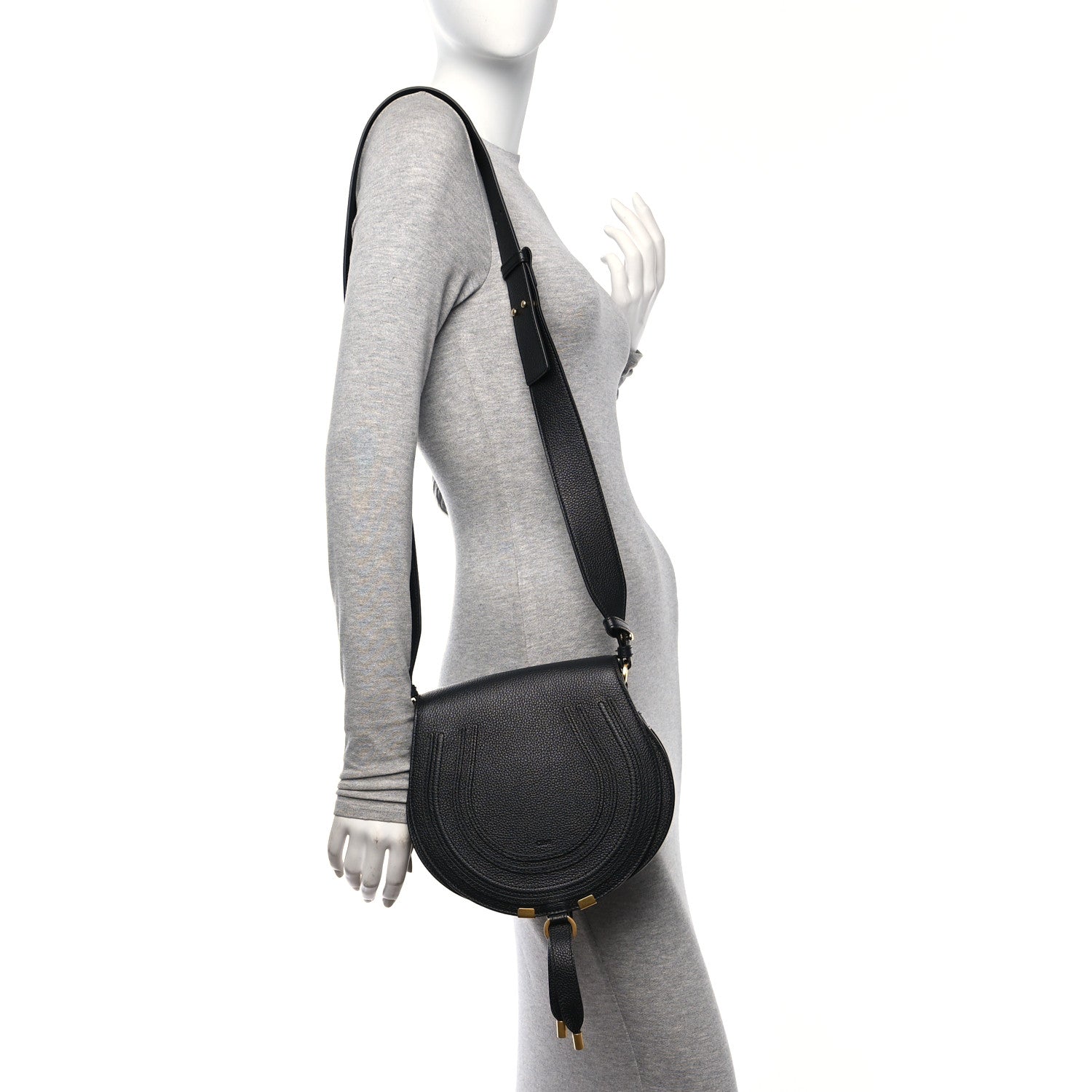 Chloe Grained Calfskin Medium Marcie Round Crossbody Bag Black 2 of 12