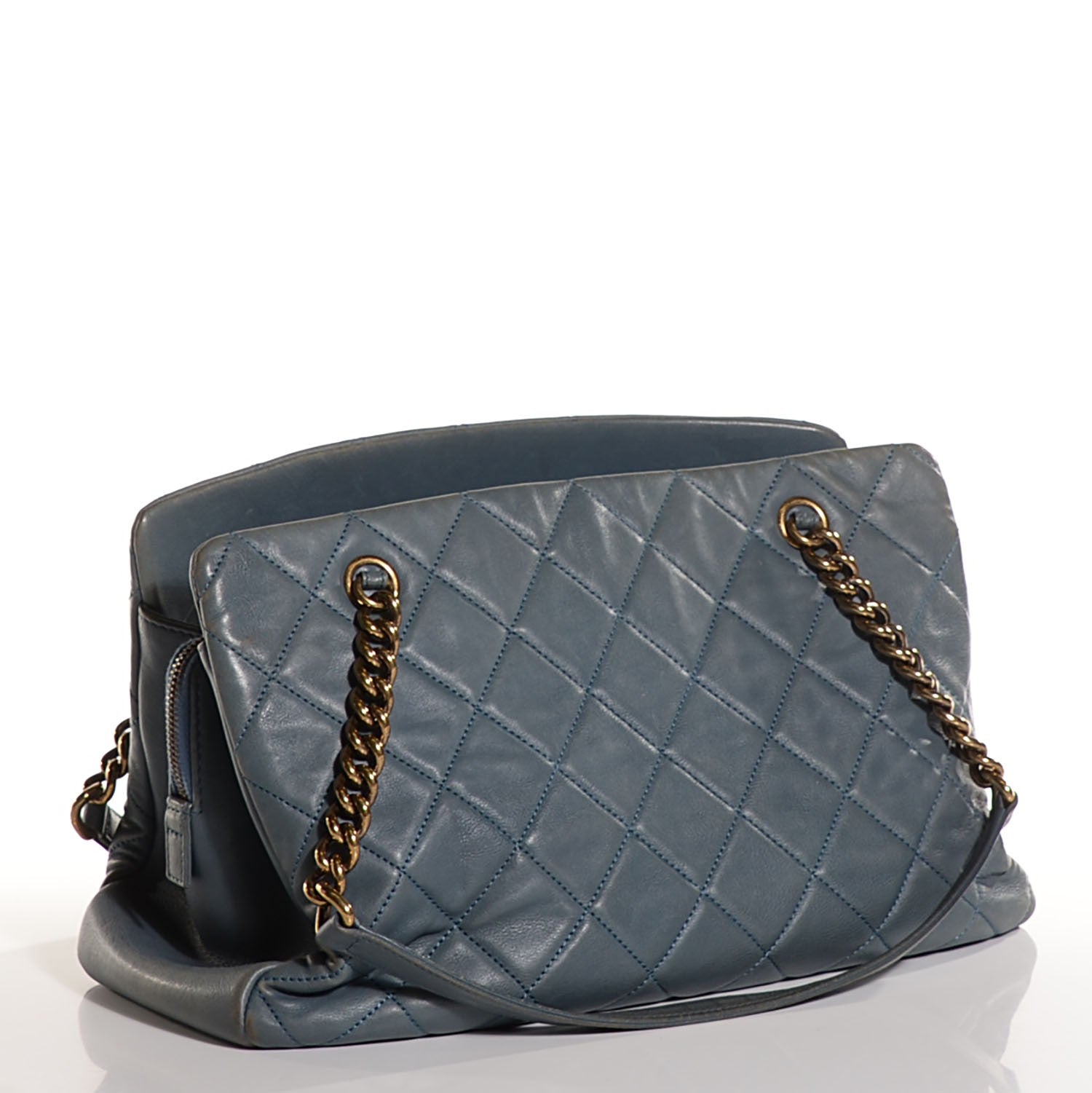 Chanel Calfskin Quilted Small CC Crown Tote Blue 3 of 7