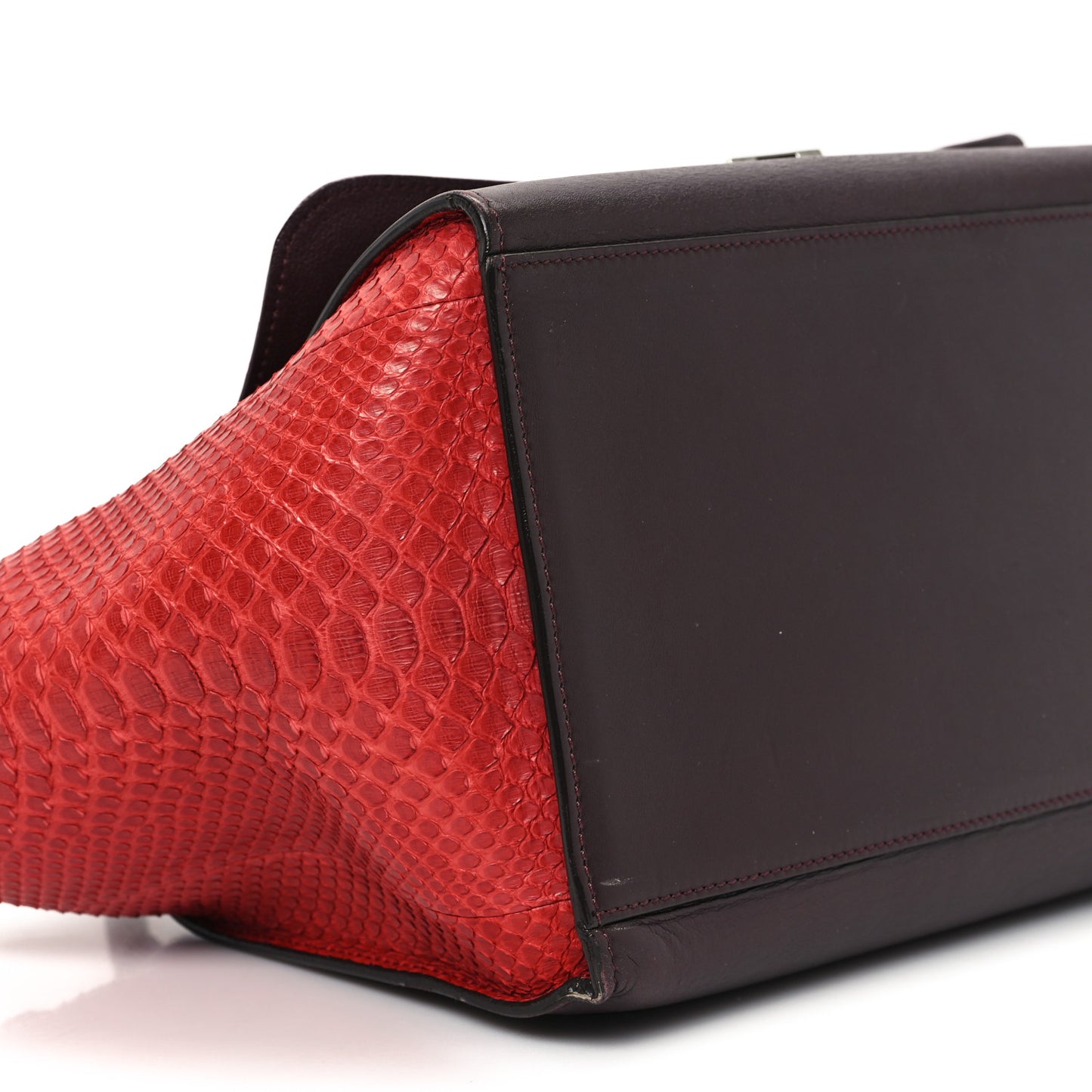 Snakeskin Calfskin Medium Trapeze Wine