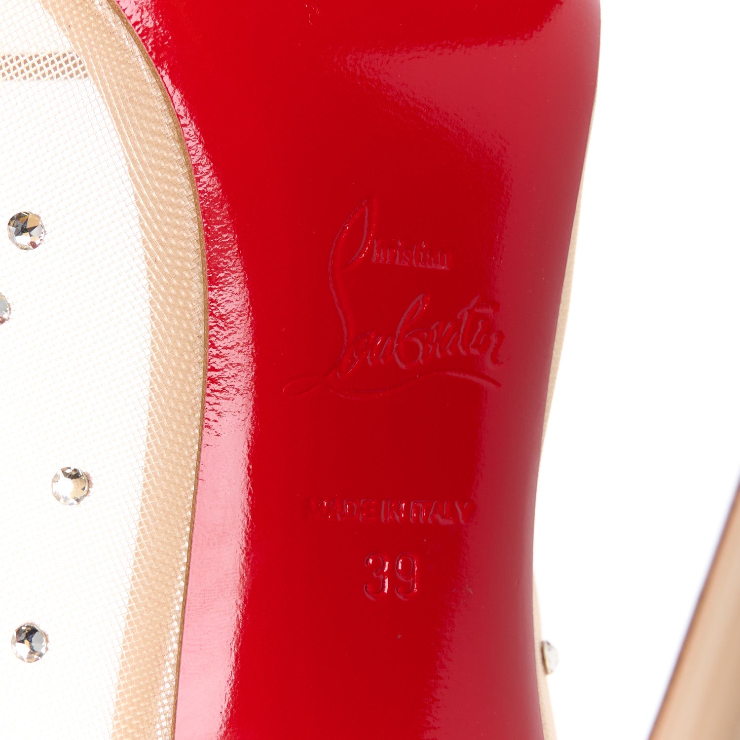 Christian Louboutin Suede Lame Crystal Strass Follies 100 Pumps  39 Light Silk 8 of 9