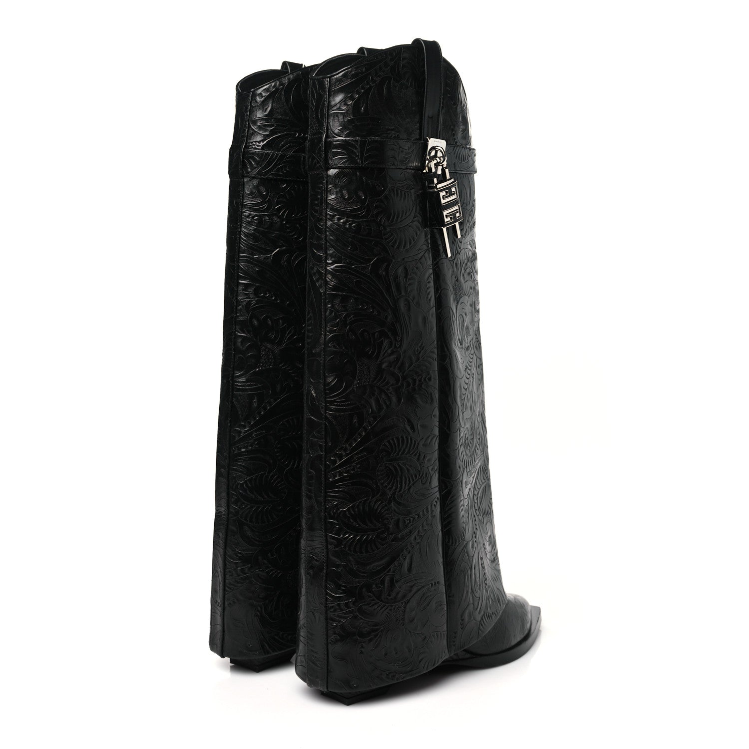Givenchy Calfskin Cowboy Shark Lock High Boots 40 Black 5 of 9
