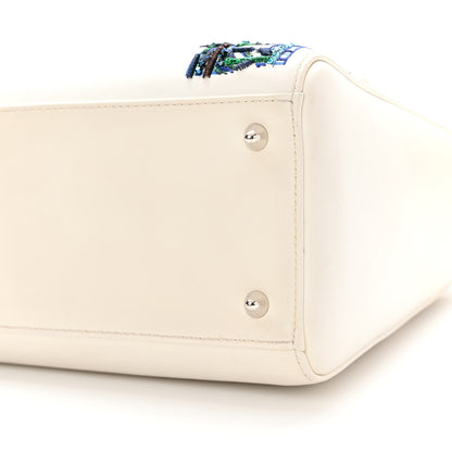 Christian Dior Smooth Calfskin Embroidered Beaded Floral Medium Lady Dior White Multicolor 10 of 12