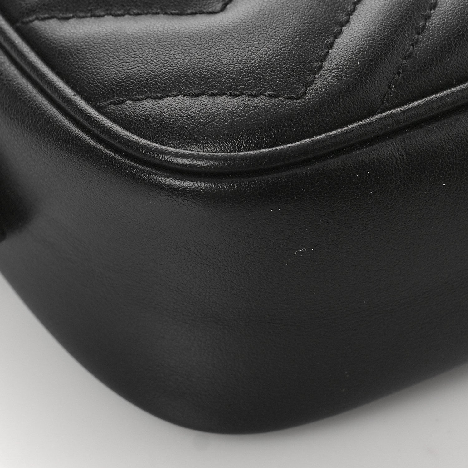 Gucci Calfskin Matelasse Monochrome Mini GG Marmont Chain Shoulder Bag Black 7 of 10