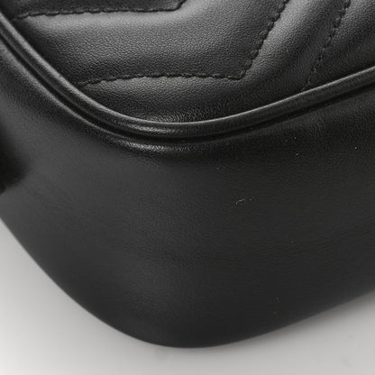 Gucci Calfskin Matelasse Monochrome Mini GG Marmont Chain Shoulder Bag Black 7 of 10