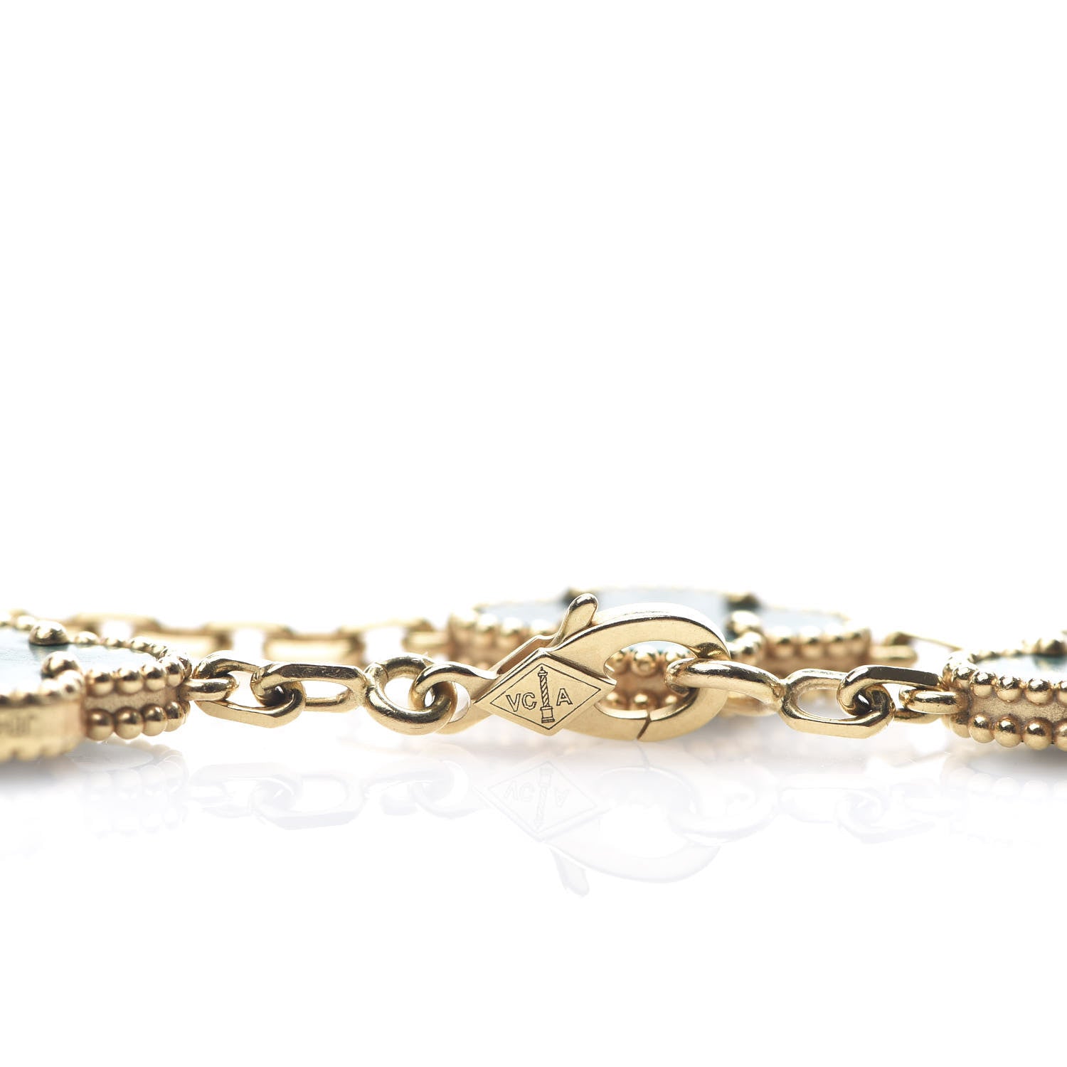 Van Cleef & Arpels 18K Yellow Gold Malachite 5 Motifs Vintage Alhambra Bracelet 6 of 7