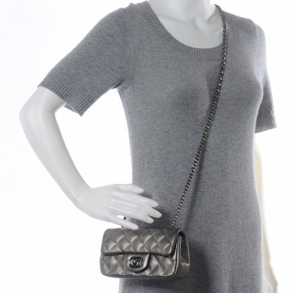 Chanel Lambskin Quilted Extra Mini Flap Dark Silver 2 of 8