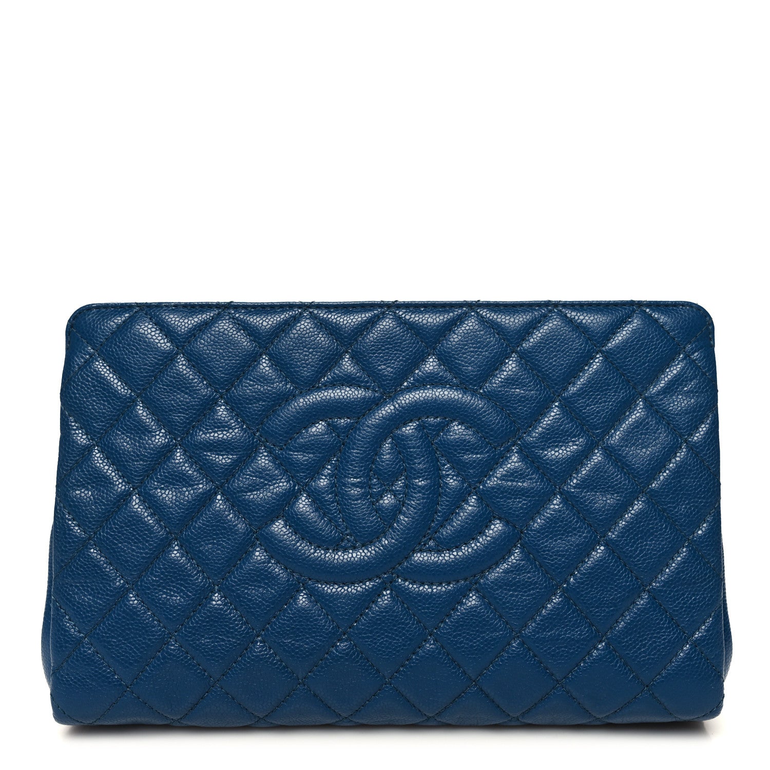 Chanel Caviar Quilted CC Large Clutch Peacock Blue 1 of 11