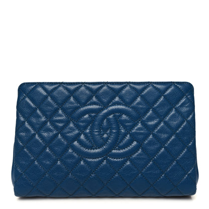 Chanel Caviar Quilted CC Large Clutch Peacock Blue 1 of 11
