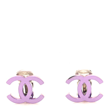 Chanel Metal CC Clip On Earrings Purple 1 of 4