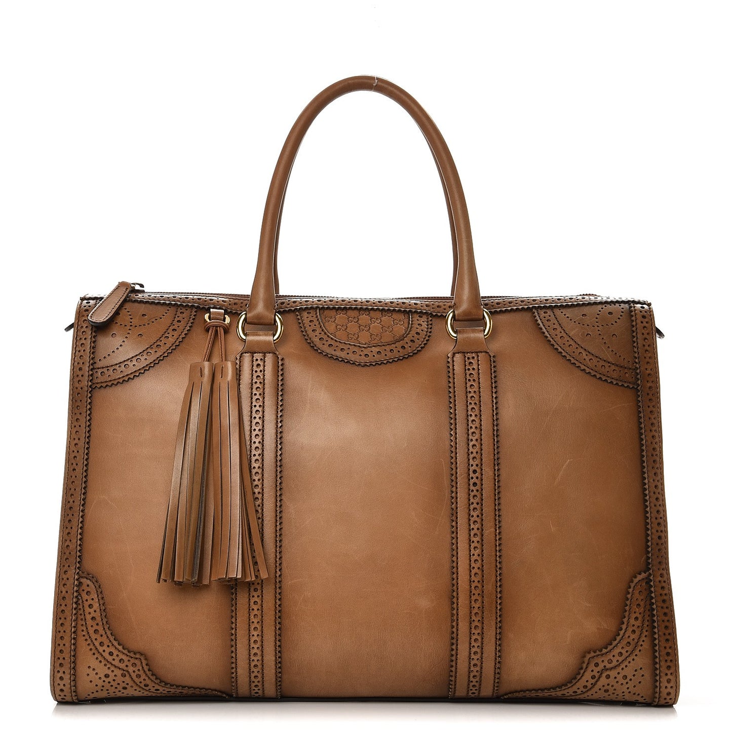 Calfskin Duilio Brogue Tote Honey