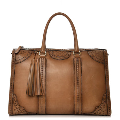 Gucci Calfskin Duilio Brogue Tote Honey 1 of 14