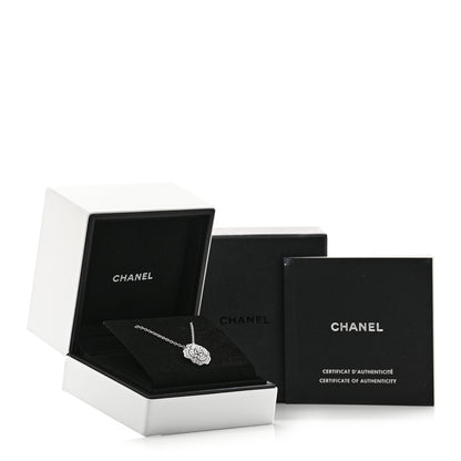 Chanel 18K White Gold Diamond Bouton de Camelia Pendant Necklace 5 of 5