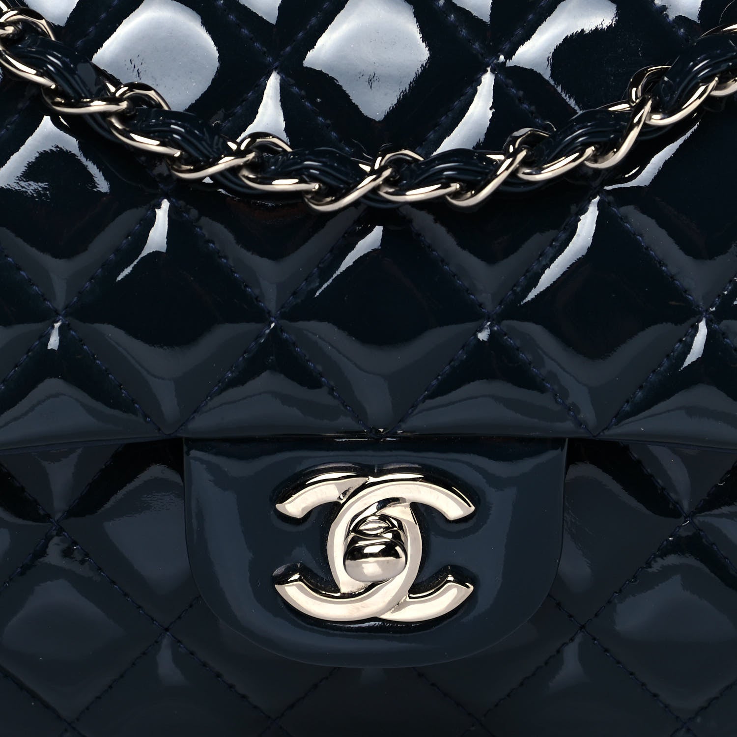 Chanel Patent Quilted Medium Double Flap Navy 8 of 10