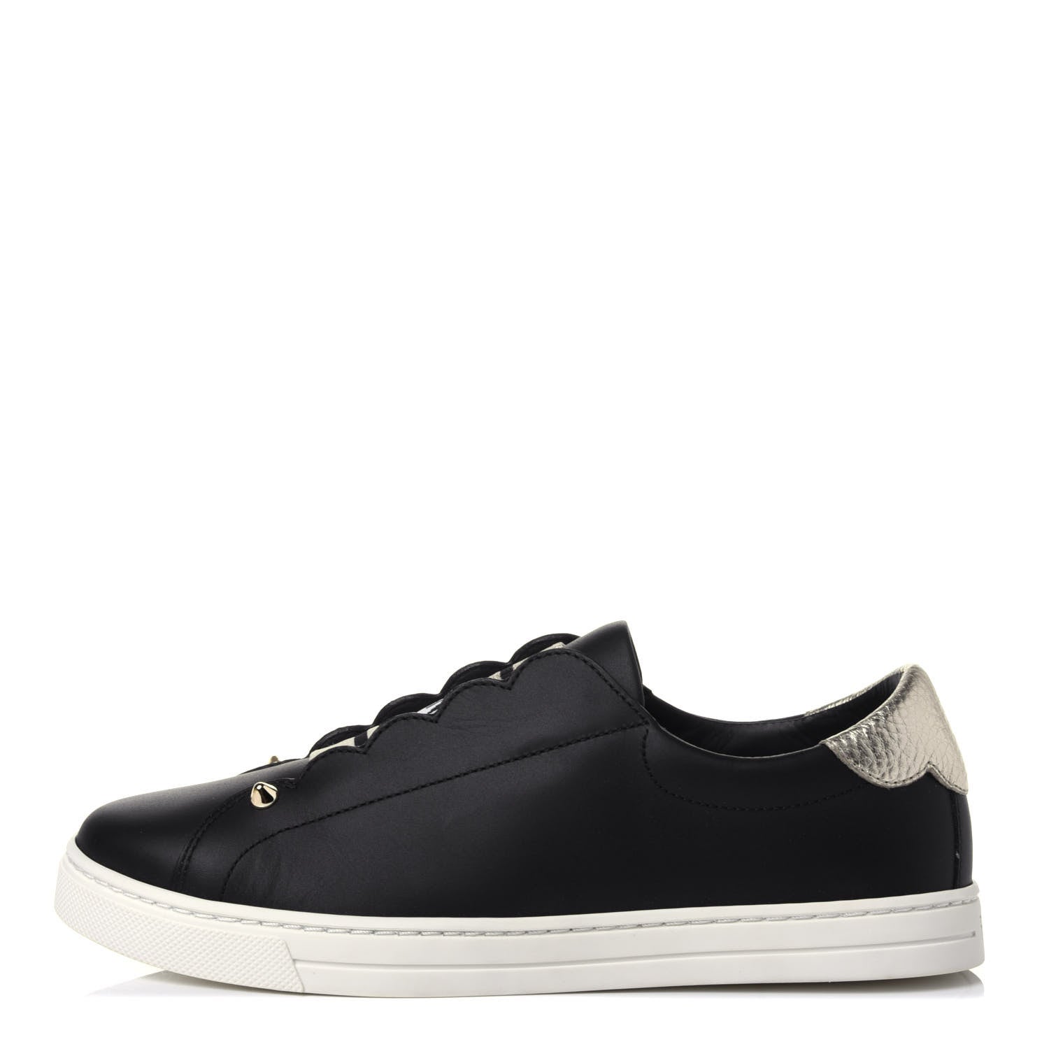 Fendi Vitello Lurex Rockoclick Slip On Sneakers 36 Black Gold 1 of 12