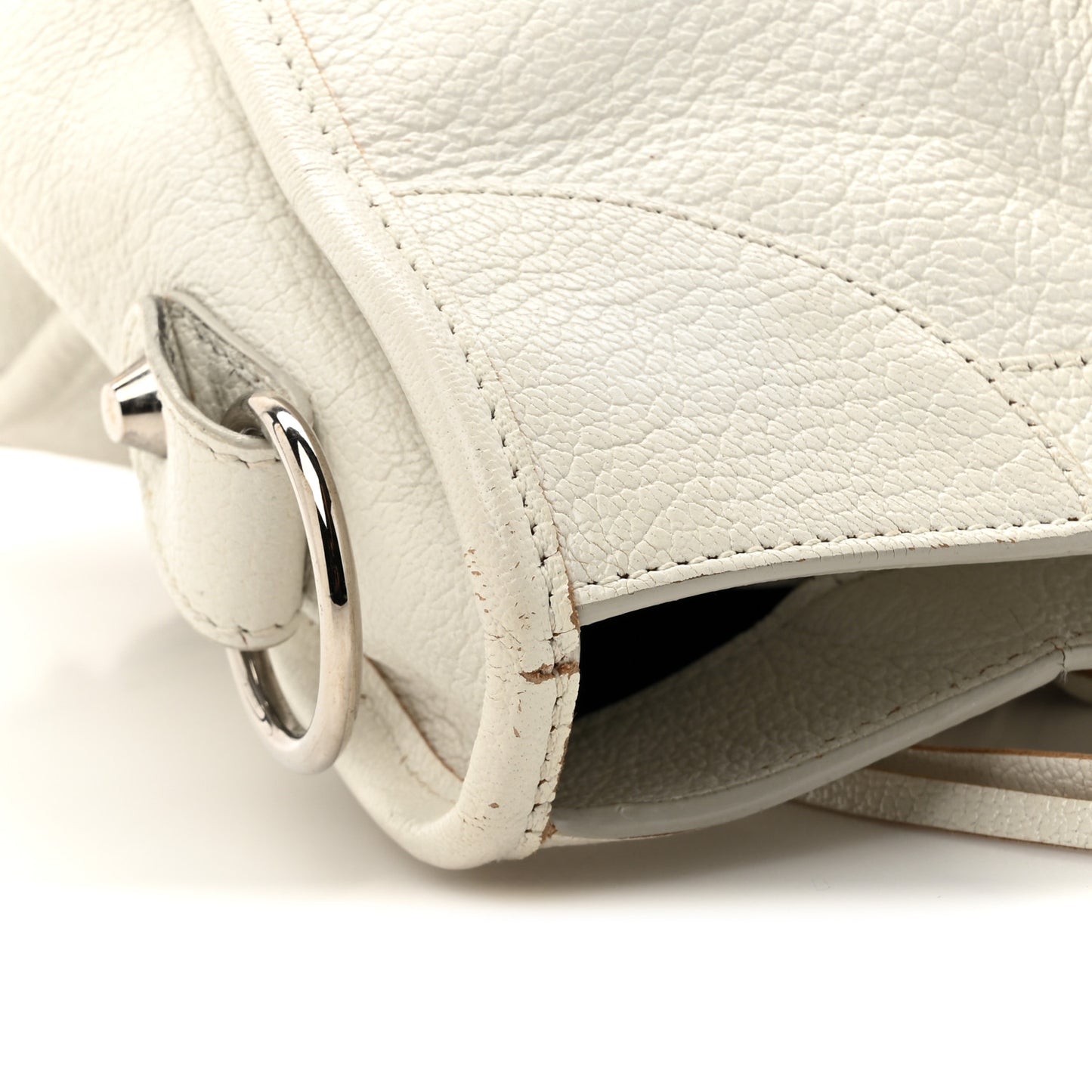 Chevre Silver Metallic Edge Hardware City White
